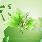 Bunch of Leaves in Closeup with World Map Background